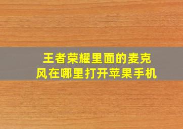 王者荣耀里面的麦克风在哪里打开苹果手机