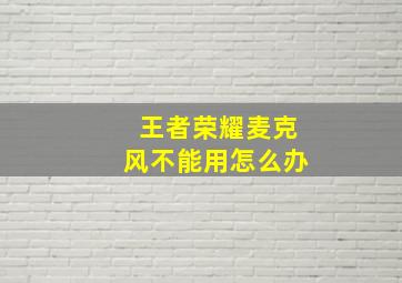 王者荣耀麦克风不能用怎么办