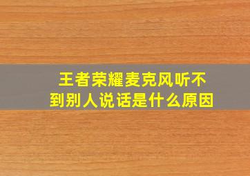 王者荣耀麦克风听不到别人说话是什么原因