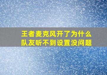 王者麦克风开了为什么队友听不到设置没问题