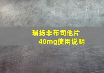 瑞扬非布司他片40mg使用说明