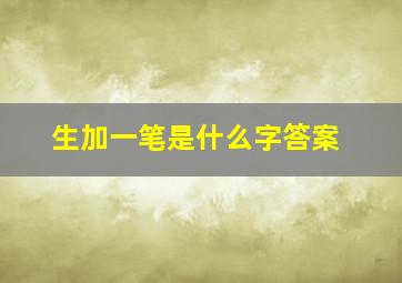 生加一笔是什么字答案