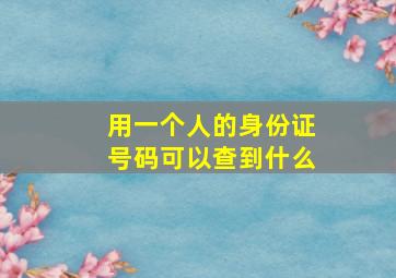 用一个人的身份证号码可以查到什么