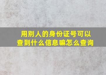 用别人的身份证号可以查到什么信息嘛怎么查询