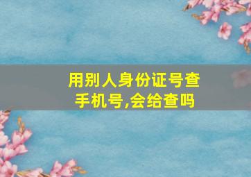 用别人身份证号查手机号,会给查吗