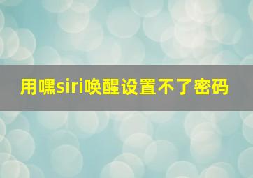 用嘿siri唤醒设置不了密码