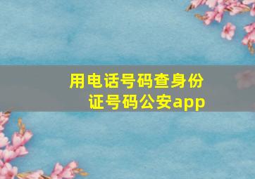 用电话号码查身份证号码公安app