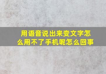 用语音说出来变文字怎么用不了手机呢怎么回事