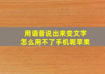 用语音说出来变文字怎么用不了手机呢苹果