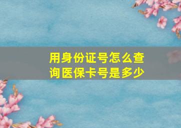 用身份证号怎么查询医保卡号是多少