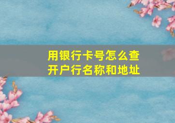 用银行卡号怎么查开户行名称和地址