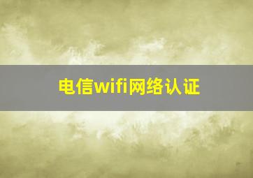 电信wifi网络认证