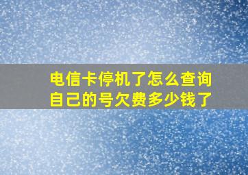 电信卡停机了怎么查询自己的号欠费多少钱了