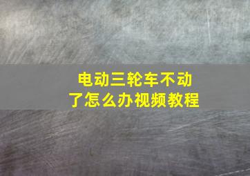 电动三轮车不动了怎么办视频教程