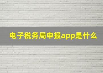 电子税务局申报app是什么