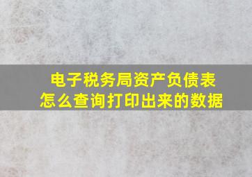 电子税务局资产负债表怎么查询打印出来的数据