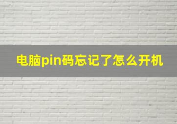 电脑pin码忘记了怎么开机