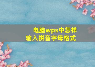 电脑wps中怎样输入拼音字母格式