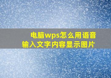 电脑wps怎么用语音输入文字内容显示图片