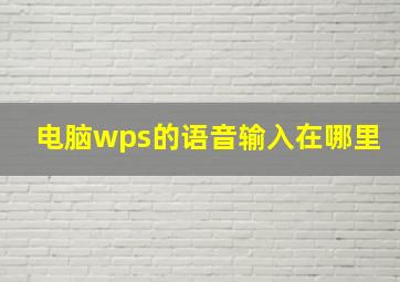 电脑wps的语音输入在哪里