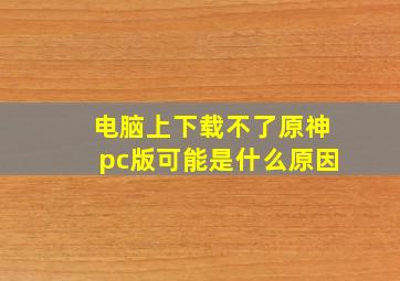 电脑上下载不了原神pc版可能是什么原因