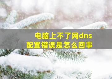 电脑上不了网dns配置错误是怎么回事