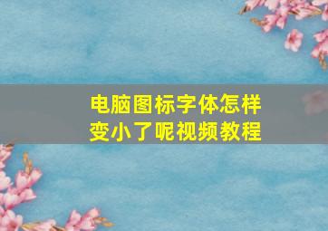 电脑图标字体怎样变小了呢视频教程