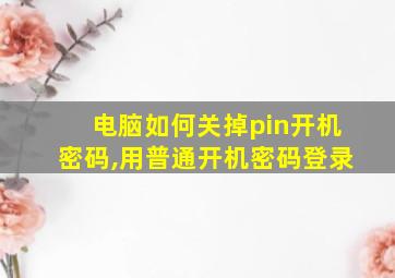 电脑如何关掉pin开机密码,用普通开机密码登录