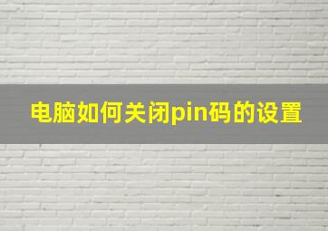 电脑如何关闭pin码的设置