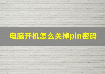 电脑开机怎么关掉pin密码