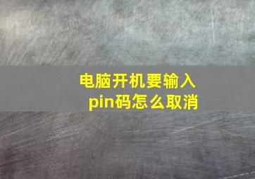 电脑开机要输入pin码怎么取消