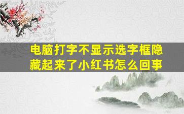 电脑打字不显示选字框隐藏起来了小红书怎么回事