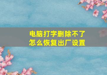 电脑打字删除不了怎么恢复出厂设置