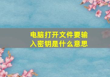 电脑打开文件要输入密钥是什么意思