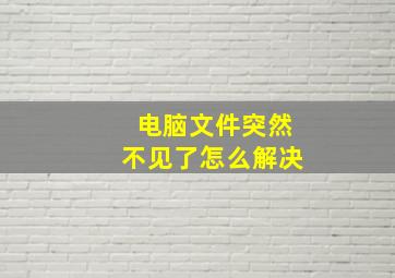 电脑文件突然不见了怎么解决