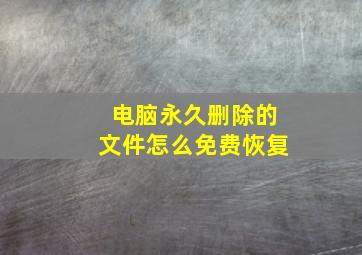 电脑永久删除的文件怎么免费恢复