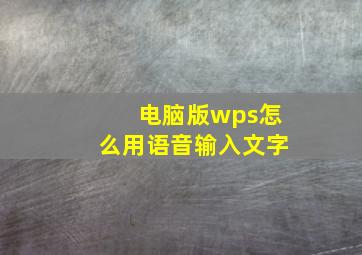 电脑版wps怎么用语音输入文字