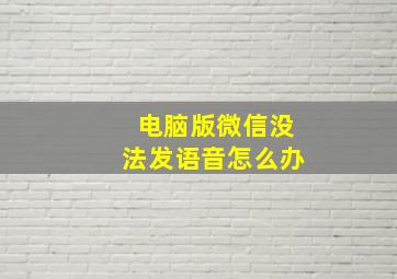 电脑版微信没法发语音怎么办