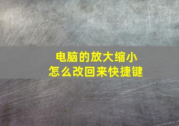 电脑的放大缩小怎么改回来快捷键