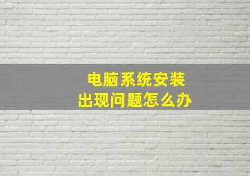 电脑系统安装出现问题怎么办