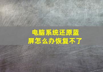 电脑系统还原蓝屏怎么办恢复不了