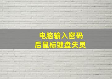 电脑输入密码后鼠标键盘失灵