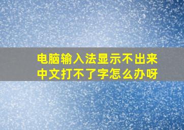 电脑输入法显示不出来中文打不了字怎么办呀