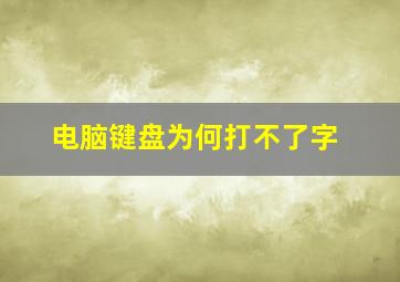 电脑键盘为何打不了字