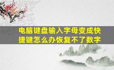 电脑键盘输入字母变成快捷键怎么办恢复不了数字