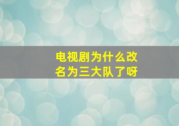 电视剧为什么改名为三大队了呀