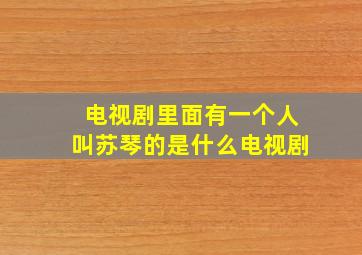 电视剧里面有一个人叫苏琴的是什么电视剧