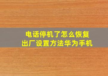 电话停机了怎么恢复出厂设置方法华为手机