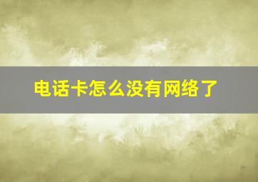 电话卡怎么没有网络了