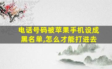 电话号码被苹果手机设成黑名单,怎么才能打进去